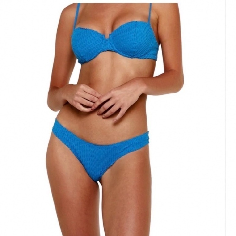 ViX Paula Hermanny Scales‎ Bikini Set Blue Textured Underwire Top Small